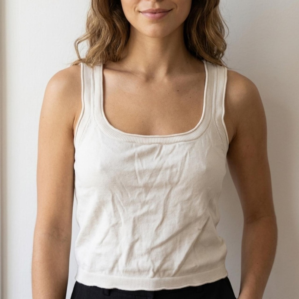 Cream knit crop tank | Size M/L
